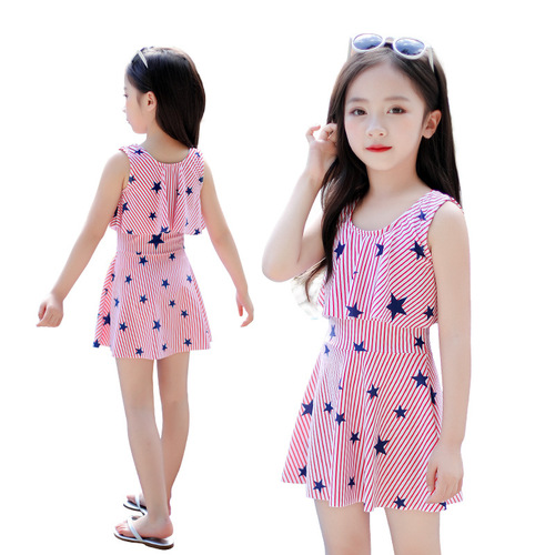 Children's swimsuit for women  girls' fashionable new style cute baby princess skirt style Korean middle and large children's swimsuit