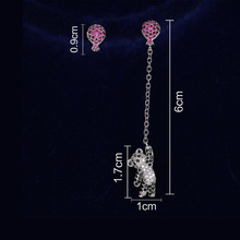 韩款925银针不对称耳环 小熊猫气球耳钉女时尚长款耳饰批发