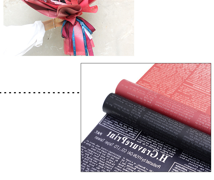 Ruiqu's new English paper flower bouquet wrapping paper with letter printing, wholesale of packaging supplies for flower shops detail image 7