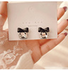 Advanced earrings, black silver needle with bow, high-quality style, 2020 years, simple and elegant design, silver 925 sample