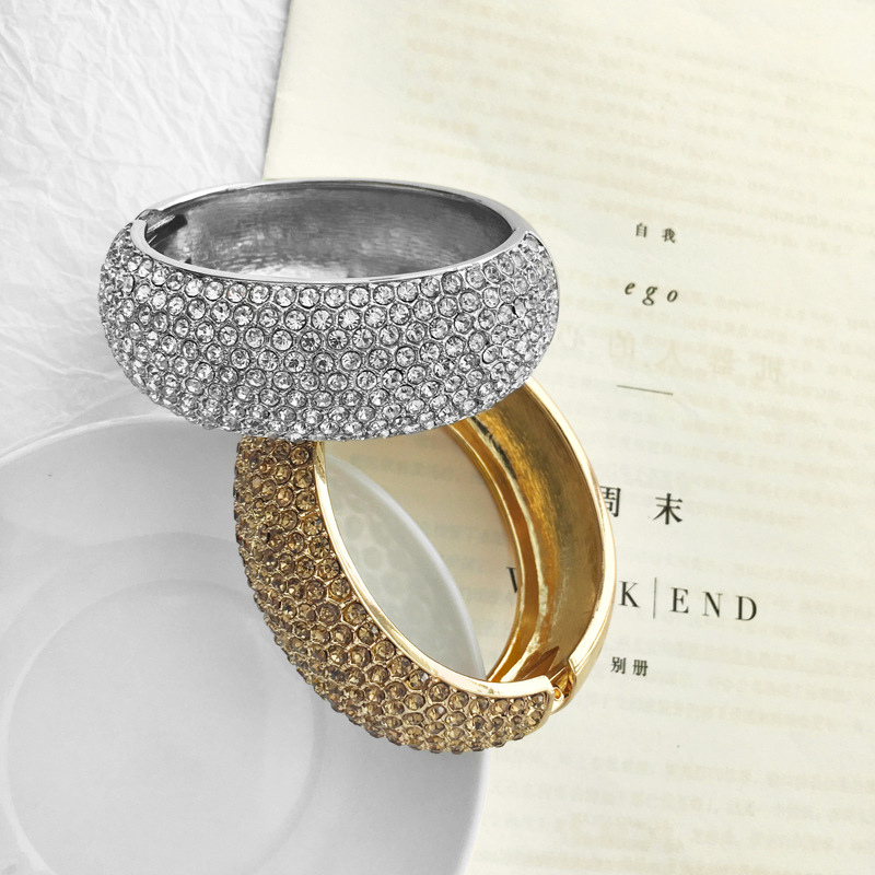 alloy wide-sided zircon bracelet