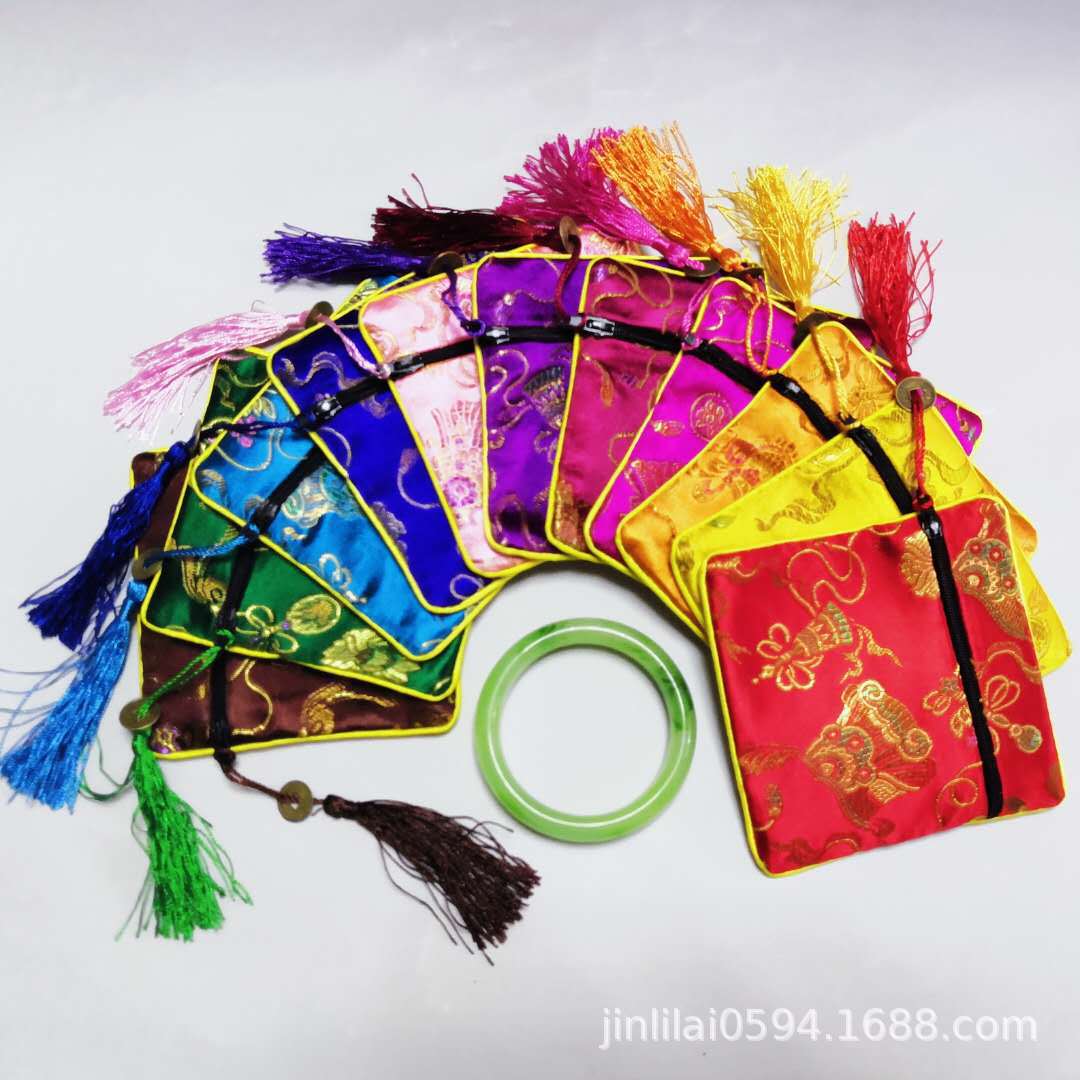 方包流苏铜钱袋手镯收纳袋手串文玩袋珠宝袋锦囊袋厂直销D02款