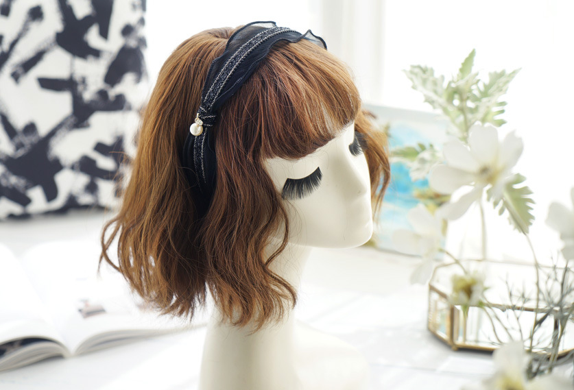 Retro Metal Chain Gauze Wave Fabric Knotted Headband display picture 2