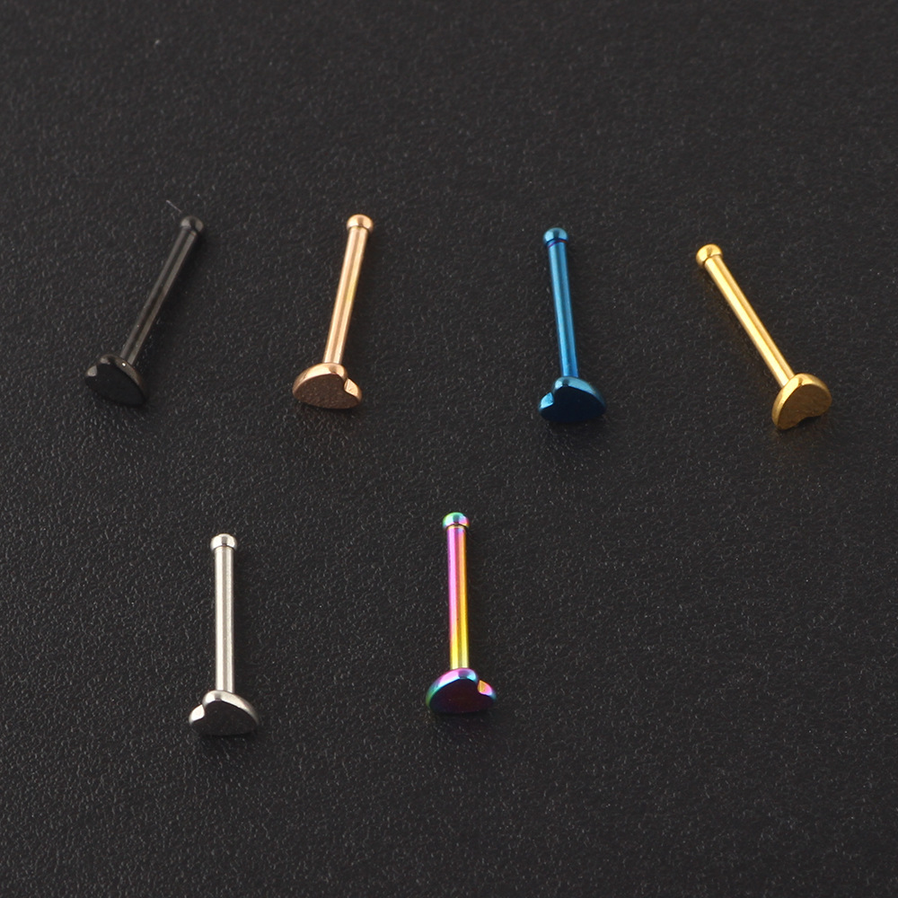 Rose Gold Bear Geometric Nose Stud 316L Surgical Steel Straight Curved Nose Ring Earring detail image 8