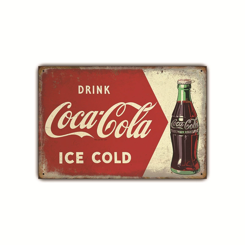 Безрамочная металлическая вывеска (Coca-Cola) ретро рекламный плакат, 20×30 см, винтажное декоративное украшение