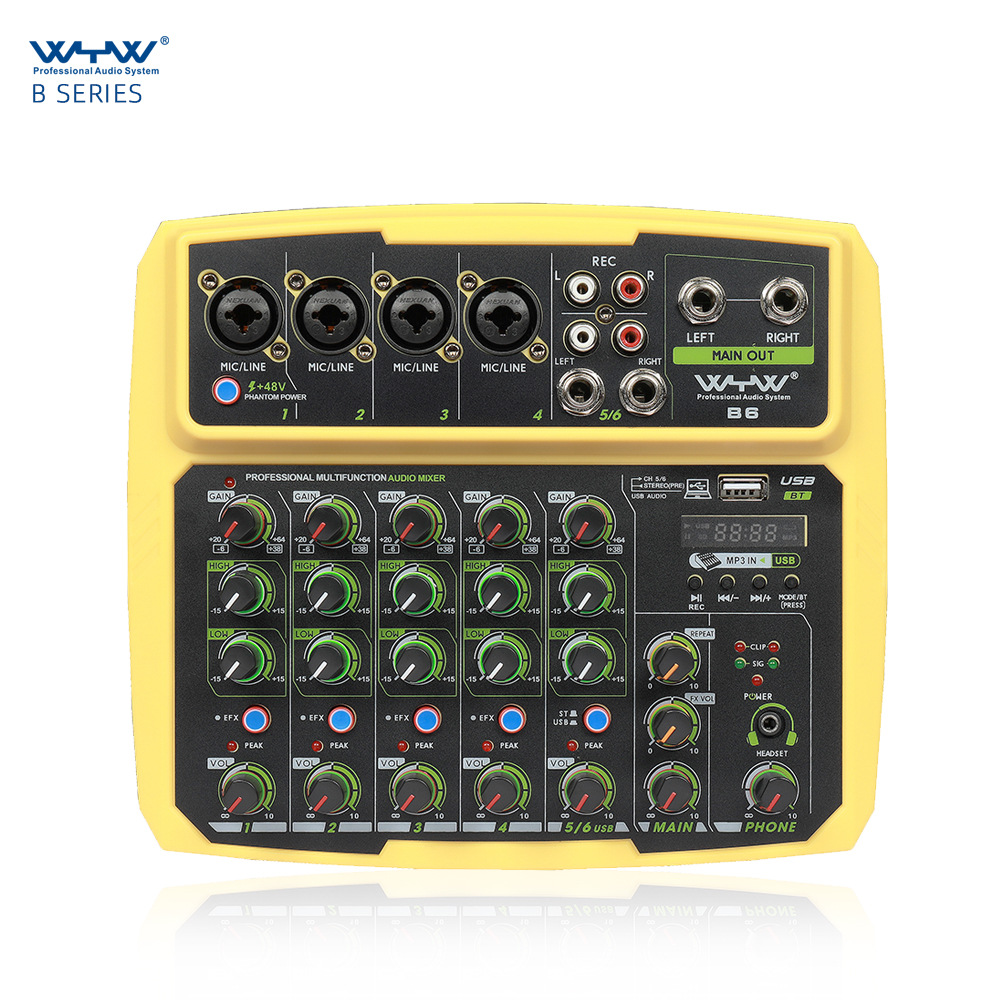 厂家直销 6路调音台 适用乐器 表演 吉他 内置声卡