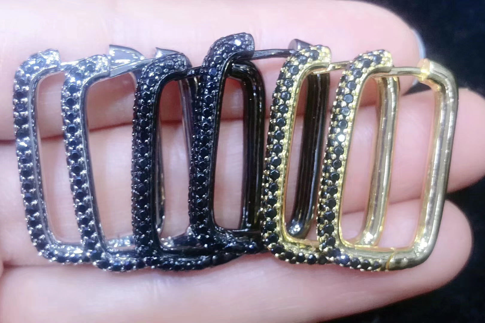 6g Weight Rhinestones Inlay Material 1 Piece Quantity Copper Material Square Pattern Plating, Inlay Design Fashion Style Fashion Square Copper Plating Inlay Rhinestones 1 Piece 2
