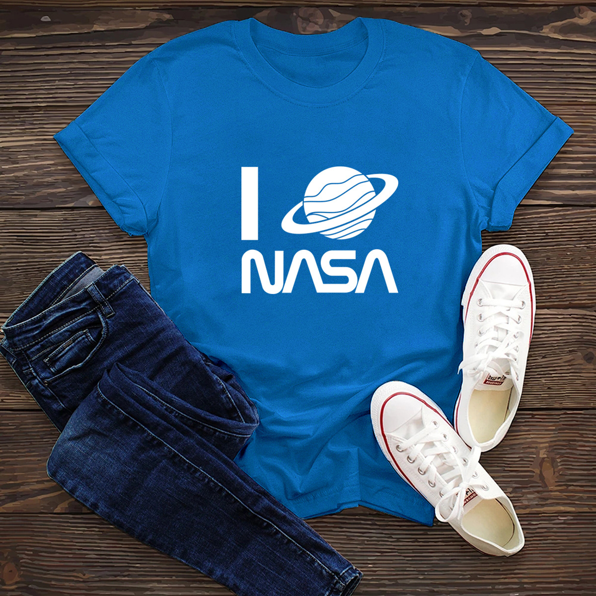 cómoda camiseta de manga corta serie espacial nasa oscura NSSN1452