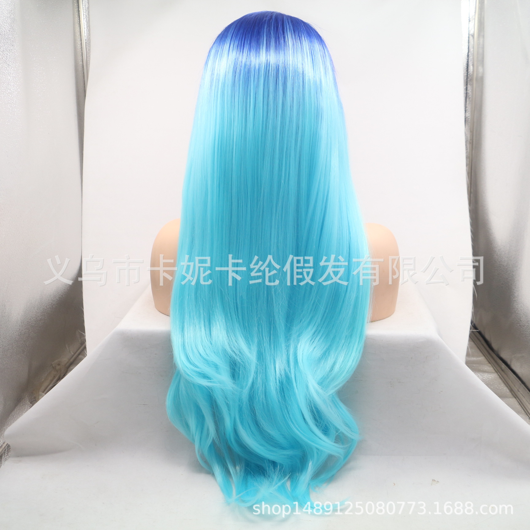 Moda europea y americana, pelo liso de longitud media, peluca de fibra química, tocado femenino, spot al por mayor