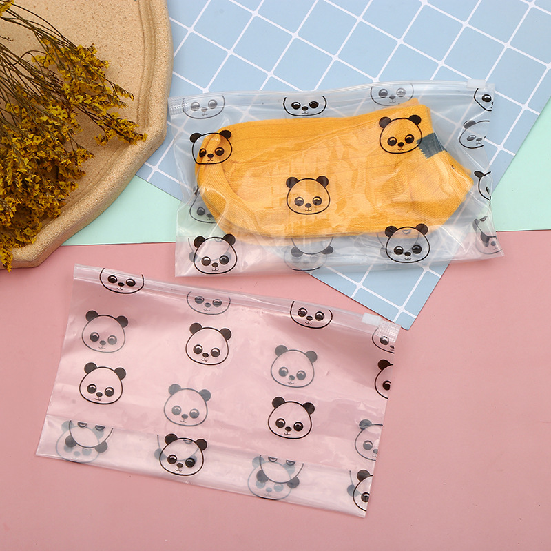 现货熊猫拉链袋可印刷袜子口罩包装袋可爱草莓糖果包装袋厂家批发