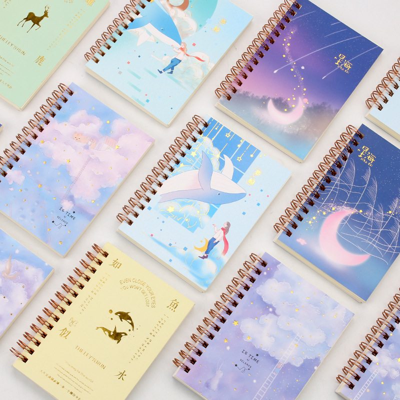64k小清新線圈本創意韓版側翻線圈筆記本學生日記本本子記事本