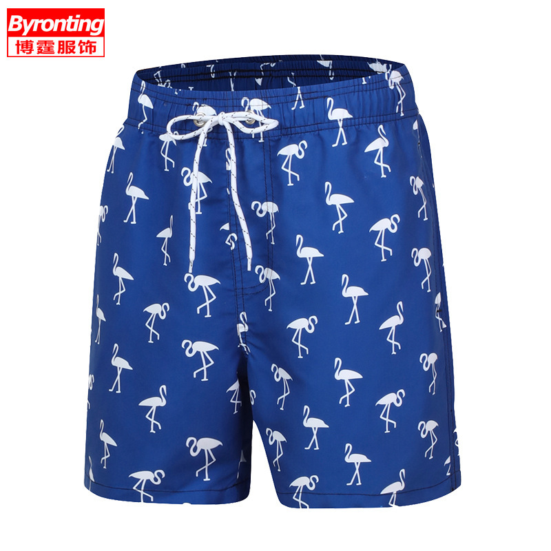 Cross-Border Factory Direct beach pants men's 4-point pants quick-drying water mesh lined swimming pants European and American Beach surfing