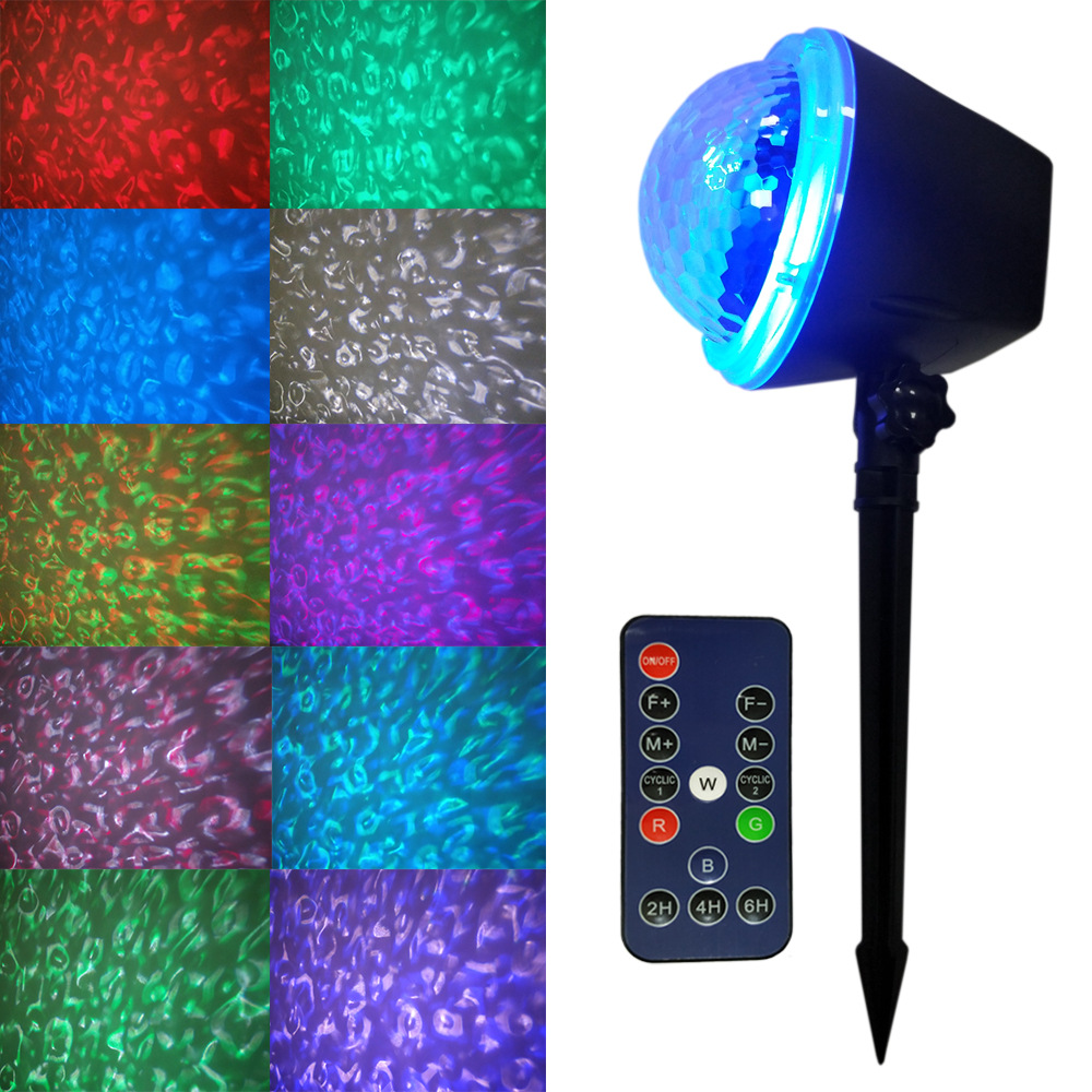 七彩LED水波纹投影灯海洋灯 水纹灯氛围灯小夜灯圣诞灯