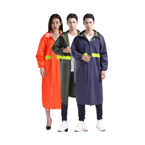 Outdoor labor protective construction full-body raincoat for men and women, electric vehicle motorcycle thick reflective medium-length raincoat