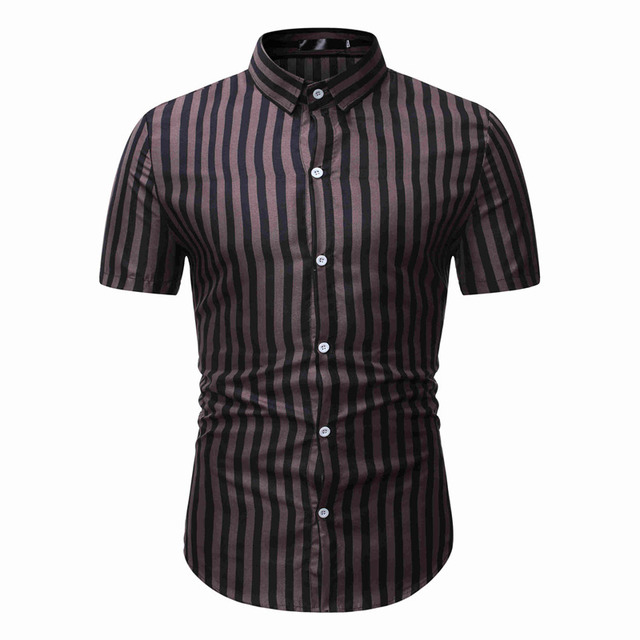 Summer men’s casual stripe short sleeve shirt