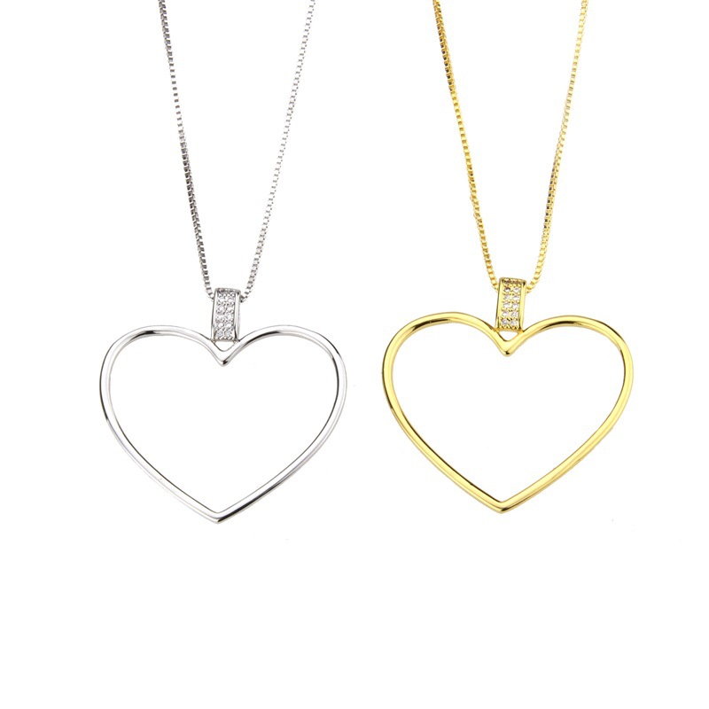 New Simple Diamond Heart Pendant Necklace display picture 1