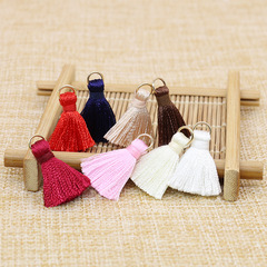 Wholesale 2.5cm polyester white tassel fringe Mini tassel clothing accessories metal loop tassel fringe