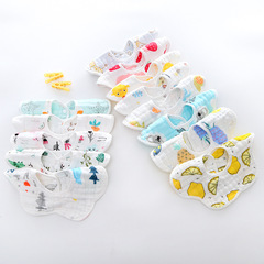 Eight-layer cotton 360-degree rotating petal bib lunch bag pure cotton gauze spit cloth anti-colic
