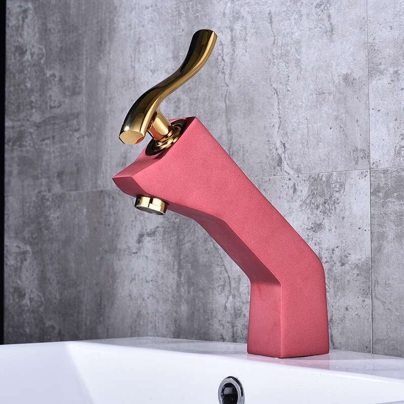 Factory direct sales of European-style matte colored washbasins, hot and cold mixed faucets, thickened all-copper main body bathroom cabinet faucets undefined