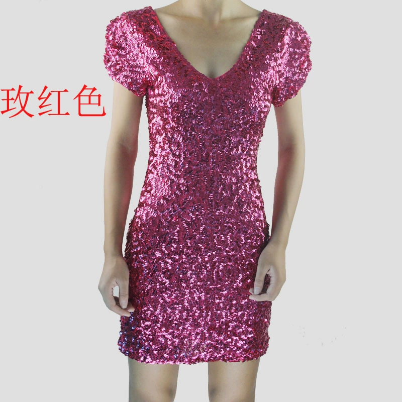 Suit, nail sequins, sexy short sleeve dress