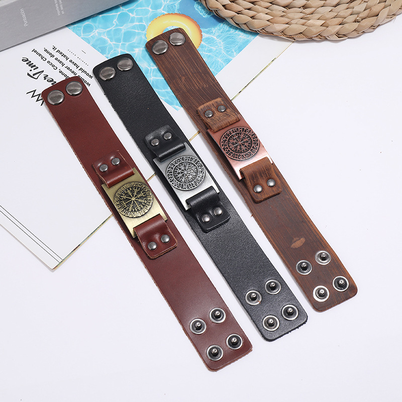 Hot-selling leather fashion simple retro punk bracelet menu0027s jewelry nihaojewelry