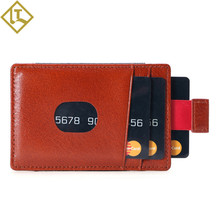 2021复古油蜡真皮卡套 防磁RFID证件套卡包 大容量抽拉带卡片夹