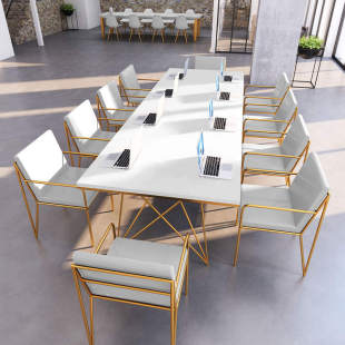 Nordic ins Solid Wood Conference Table Long Table Simple Modern Large Meeting Training Table and Chair Combination Office Table