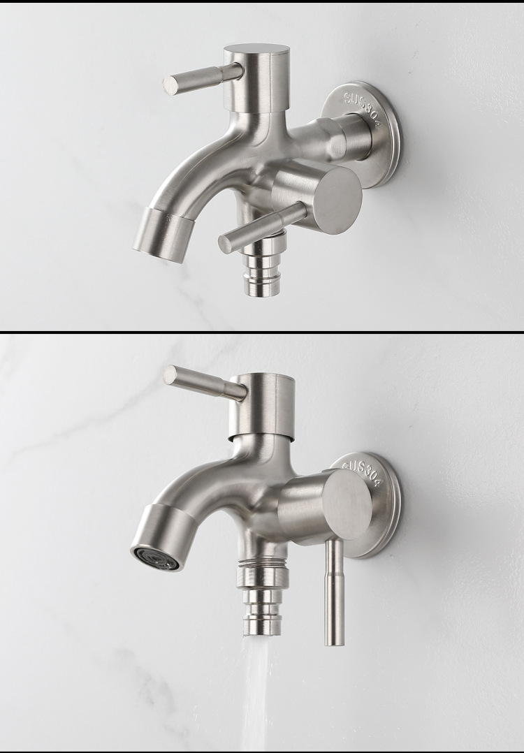 304 stainless steel dual-purpose dual-boiling faucet, one-in-two-out washing machine, mopping sink, laundry basin, multi-functional faucet undefined