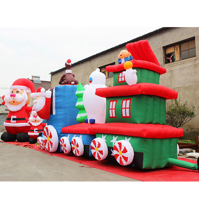 厂家新款充气圣诞老人 圣诞小火车模型卡通人 广告器材圣诞节
