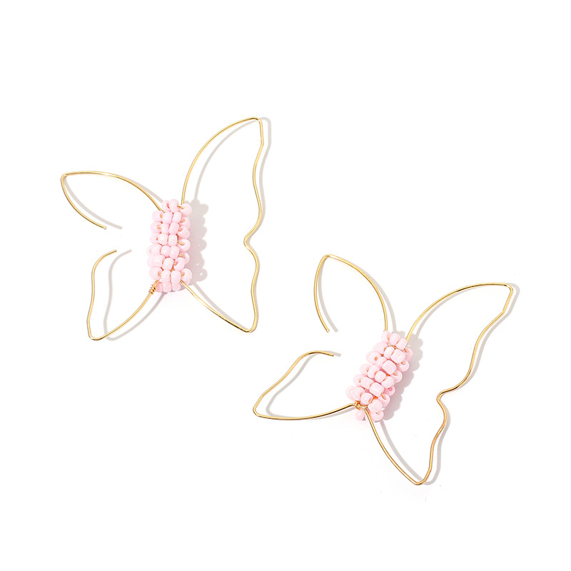 Fashion Hot Sale Simple  Line Butterfly Rice Bead Earrings  For Women Nihaojewelry display picture 7