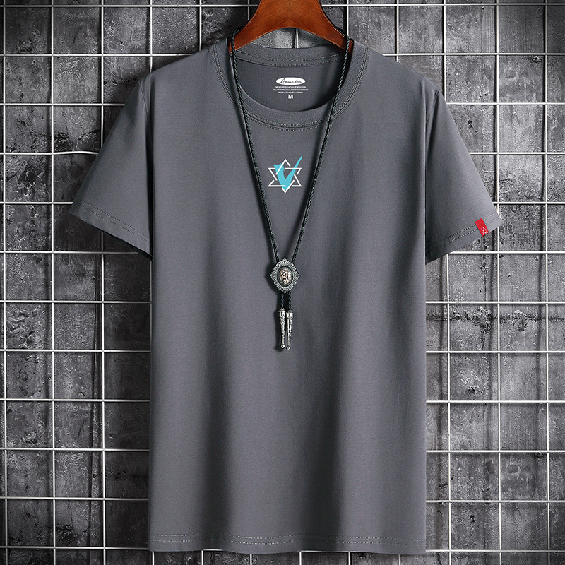 boy Short T-Shirt For Men Summer New Round Neck Cotton Loose Fit Plus Size Men's Hong Kong Style Top Base Half Sleeve Anchor_viptrois.com