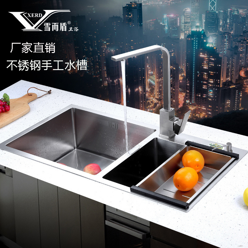 kitchen Stainless steel water tank suit Trays water tank Double groove suit hand sink thickening manual one
