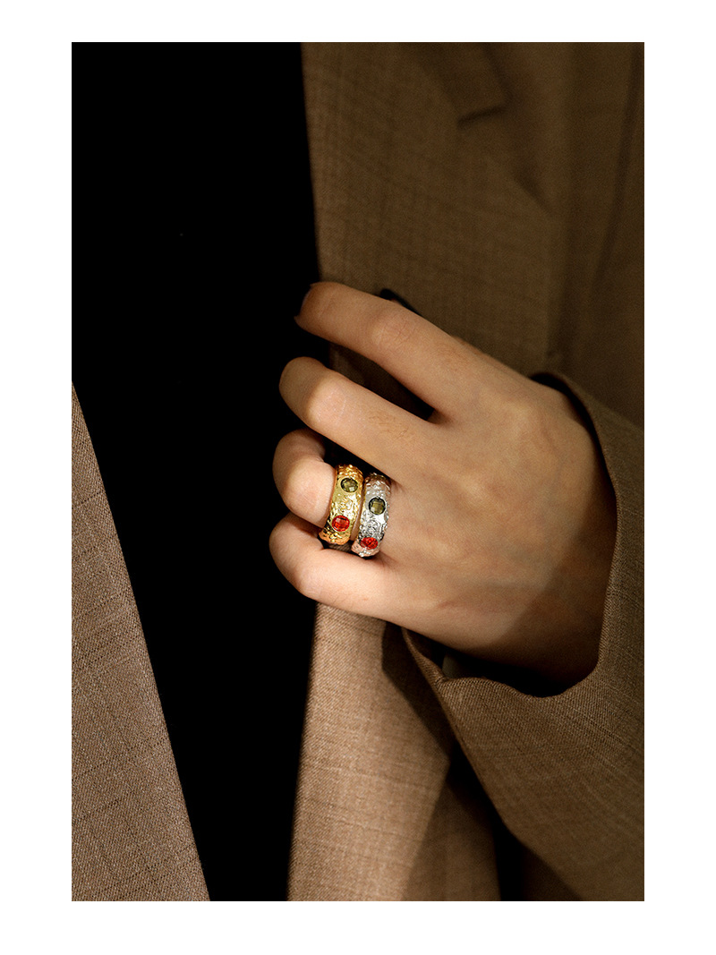 Fashion Round Sterling Silver Open Ring Plating Inlay Zircon 925 Silver Rings