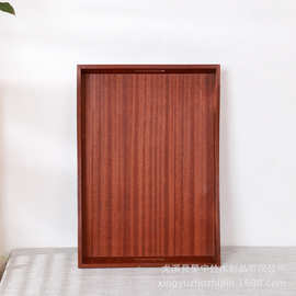 简约木质托盘长方形家用竹制盘子酒店餐厅客厅桃木色茶盘水果盘