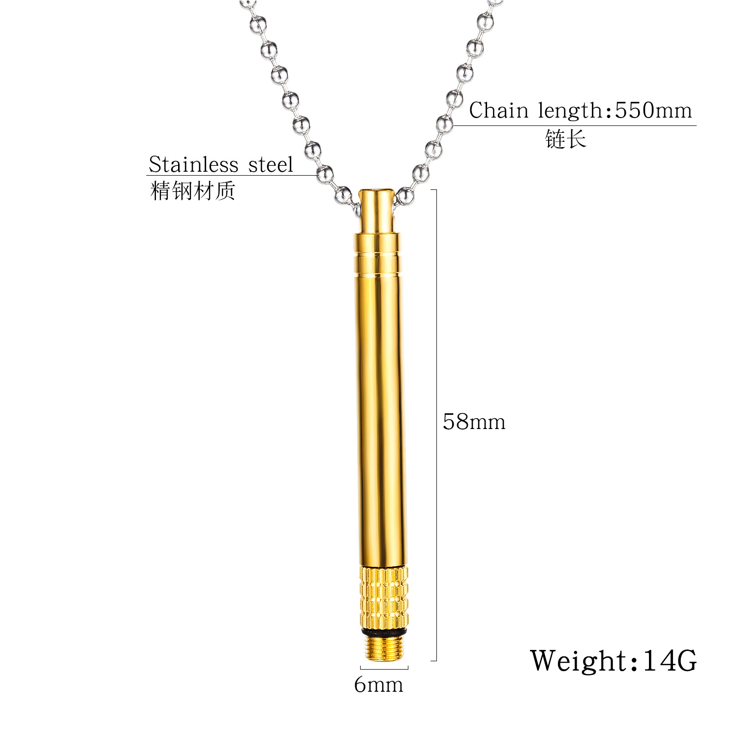 New Fashion Titanium Steel Necklace Rock Street Popular Cylindrical Pendant Wholesale Nihaojewelry display picture 1