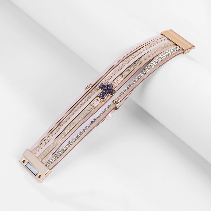 Böhmisches Mehrschichtiges Lederkreuz Eingelegtes Perlenarmband display picture 4