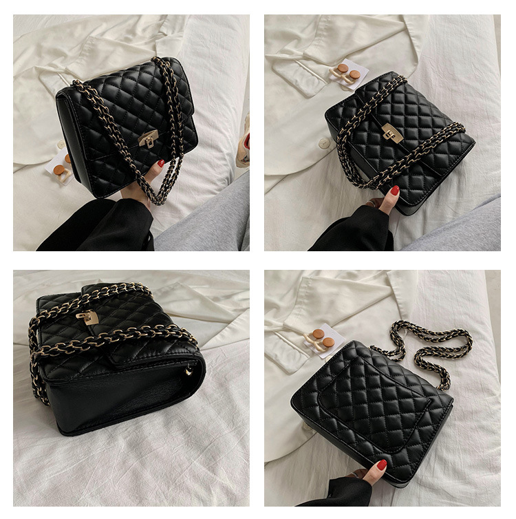 Autumn New Rhombus Quilted Flap Large-capacity Shoulder Embroidered Thread Chain Bag display picture 3