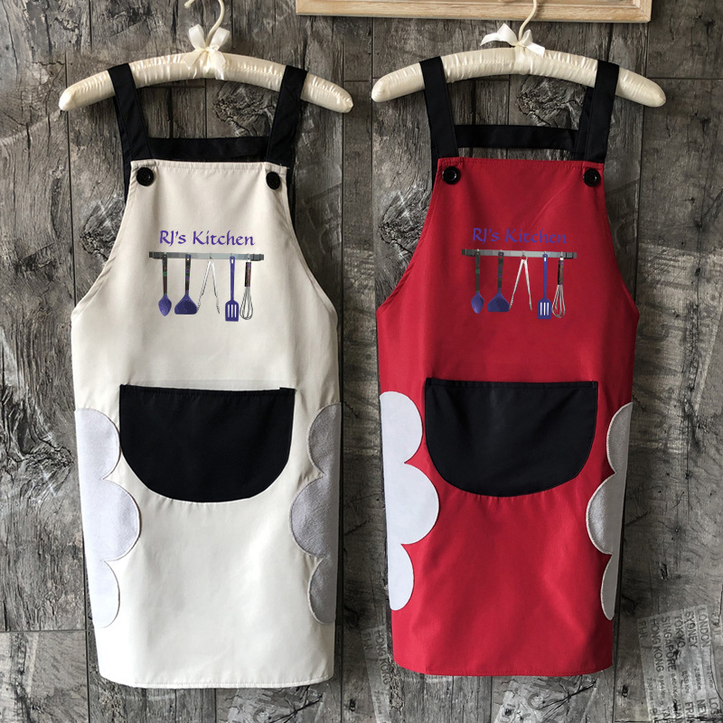 Delantal de impresión de logotipo impreso trabajo camarero moda coreana femenina cocina limpieza borrable delantal de mano