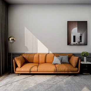 Легкий роскошный кожаный диван северный маленький квартира Гостиная простая тройная технология прямой разрядки