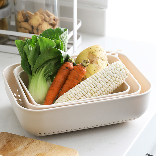 A3006 plastic drain basket kitchen sink three-piece set household vegetable basket creative fruit basin vegetable basket