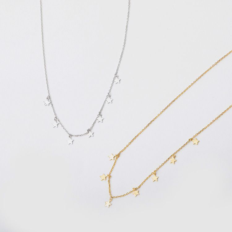 日韓風新款s925純銀項鏈吊墜女生星星氣質銀項飾品小清新潮流鏈子