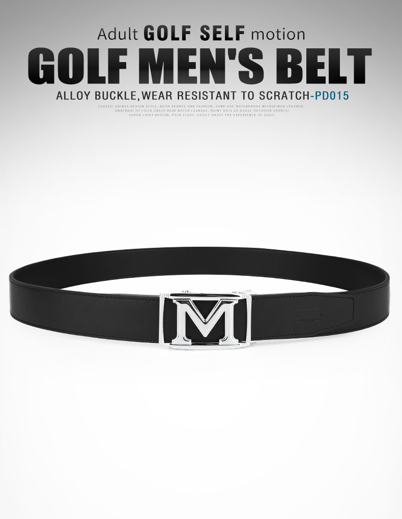 Thắt lưng golf nam da bò thật khóa hợp kim tự động — Dây da PD015 PGM đen bạc, PD015 PGM thắt lưng đỏ vàng, Dây da PD015 PGM trắng đen chi tiết 4