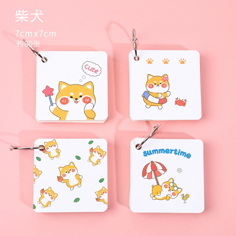 Hang Su [animal cartoon iron ring notebook for students English vocabulary pocket ring binder portable blank loose-leaf notebook]