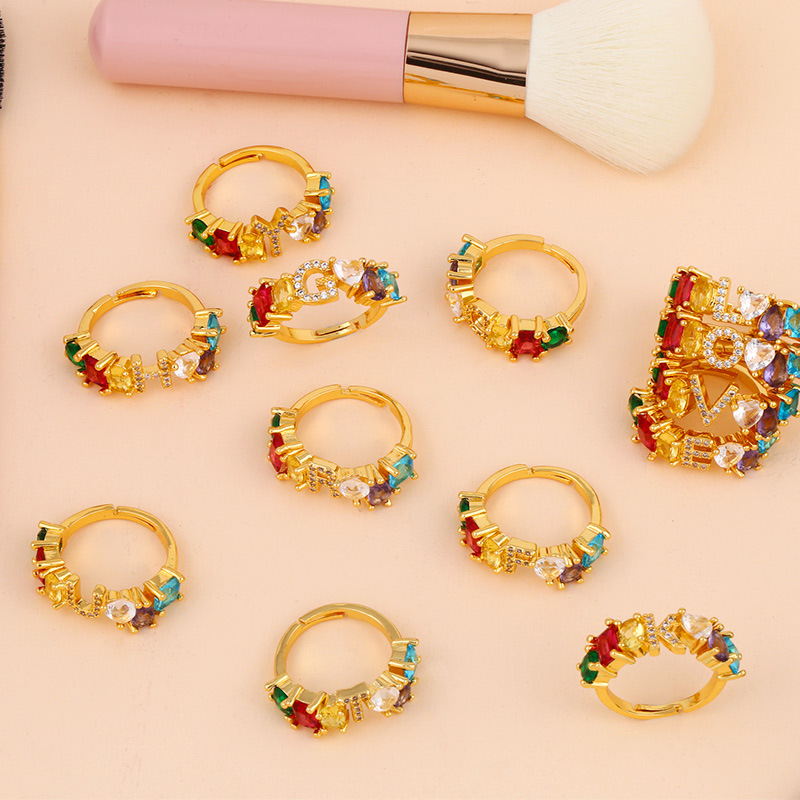 12g Weight 18K Gold Plated Plating Material Artificial Gemstones Inlay Material Birthday Occasion Copper Material Letter Pattern Women'S Gender Plating Design Fashion Style Fashion Letter Copper 18k Gold Plated Artificial Gemstones In Bulk 29
