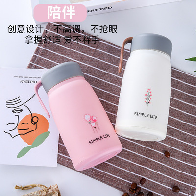 新款促销小Q玻璃杯创意水杯女学生韩版杯子双层防烫广告杯定制