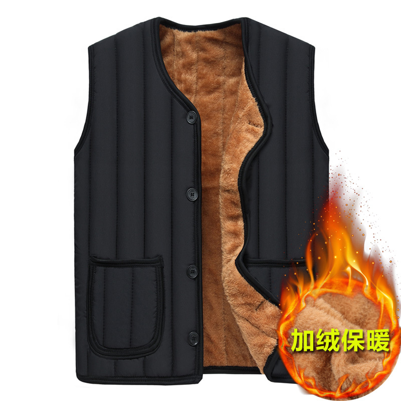 Middle and old age Vest New winter dad Plush thickening Large man Vest middle age waistcoat vest