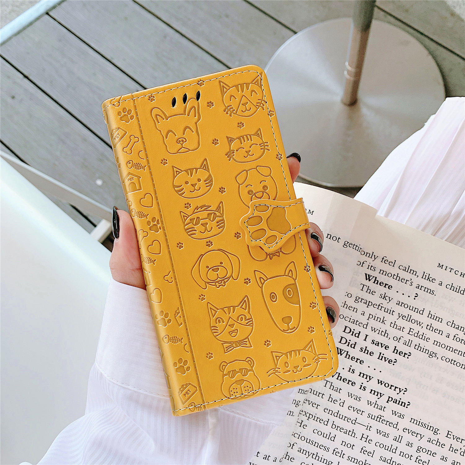 Embossed Leather Phone Case Wallet Card Holder For Iphone_voghion.com