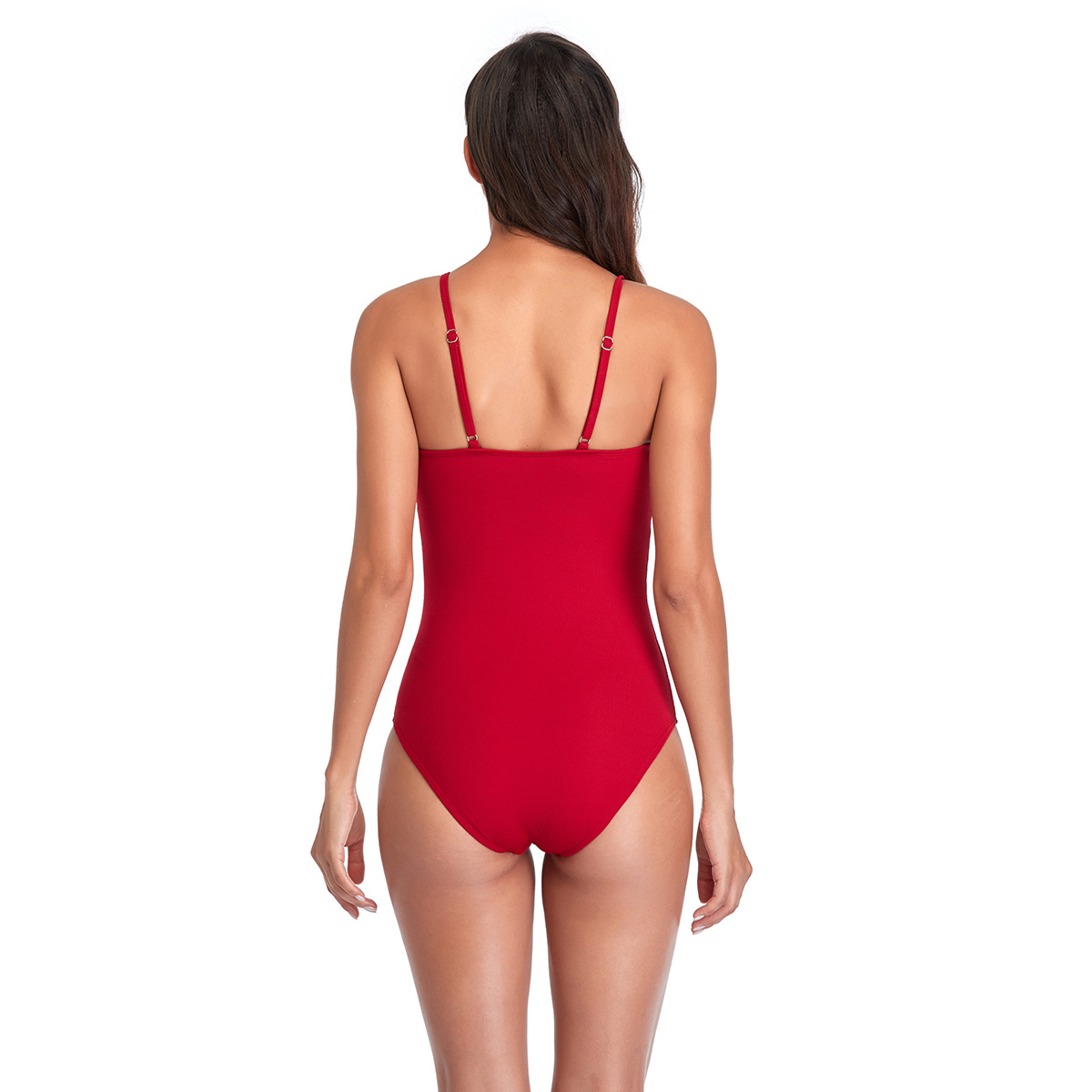 new solid color pleated one-piece swimsuit  NSHL20450