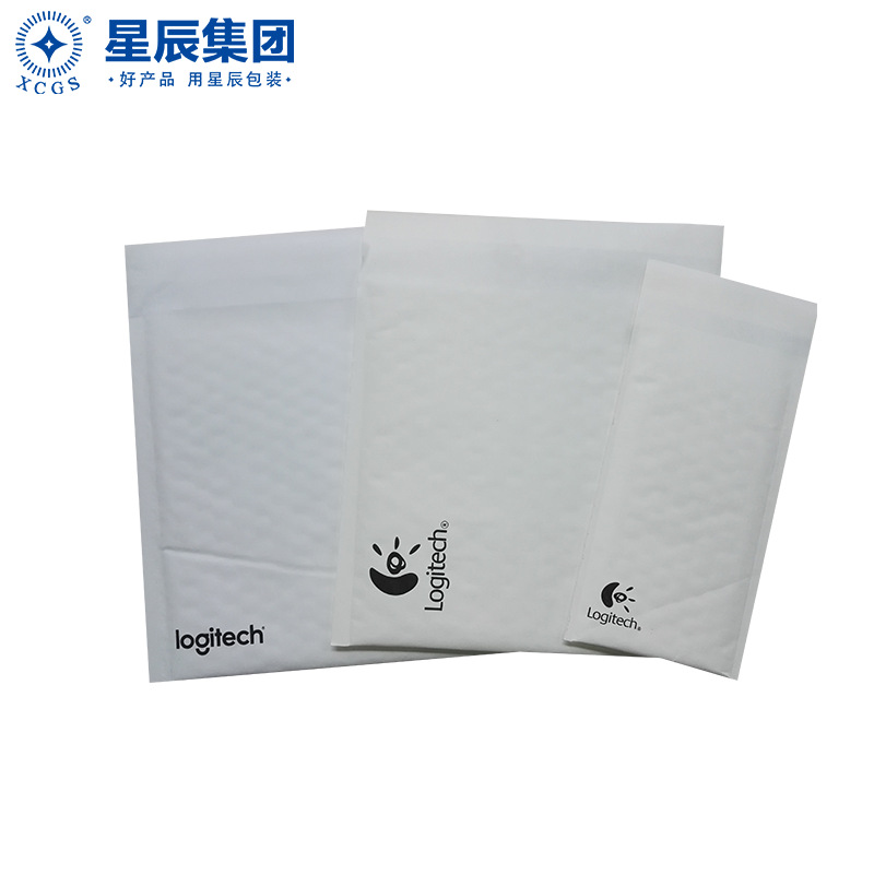 出口白色牛皮纸气泡袋印刷防震环保牛皮纸泡泡袋快递袋物流包装袋