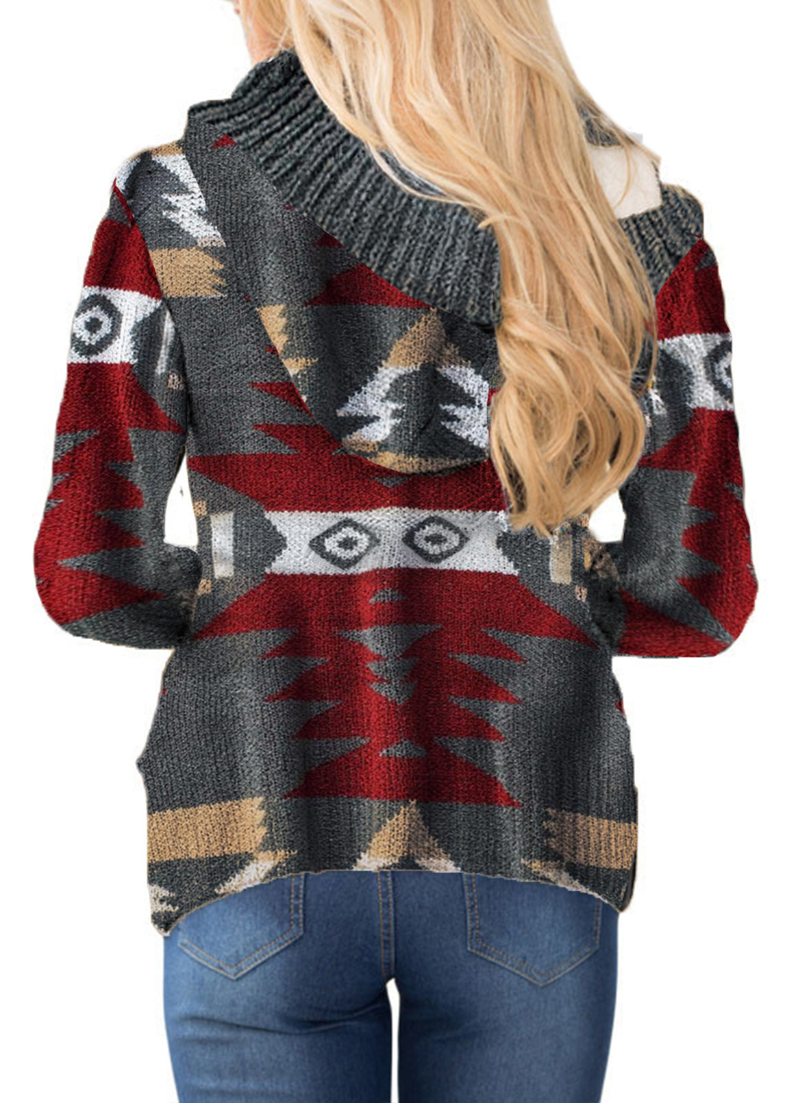 knitted new retro pattern button long-sleeved plus cashmere women s jacket NSSI10981